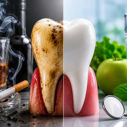 Dental model with tobacco and alcohol risk factors